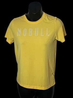 NOBULL Women's Yellow Short Sleeve Ultrasoft Workout Logo Tee Size Medium